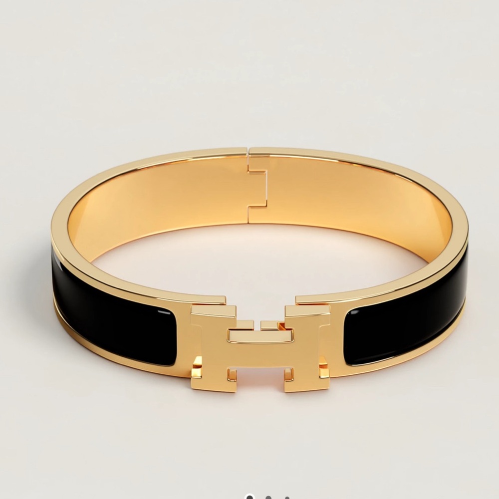 Hermes Gold and Black Cuff Bracelet